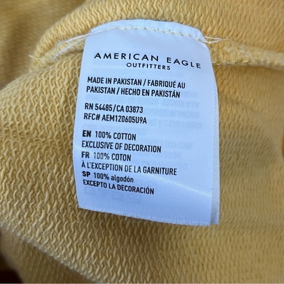 American Eagle Sweatshirt Mens Small Yellow Pullover Hoodie Embroidered - Picture 9 of 9